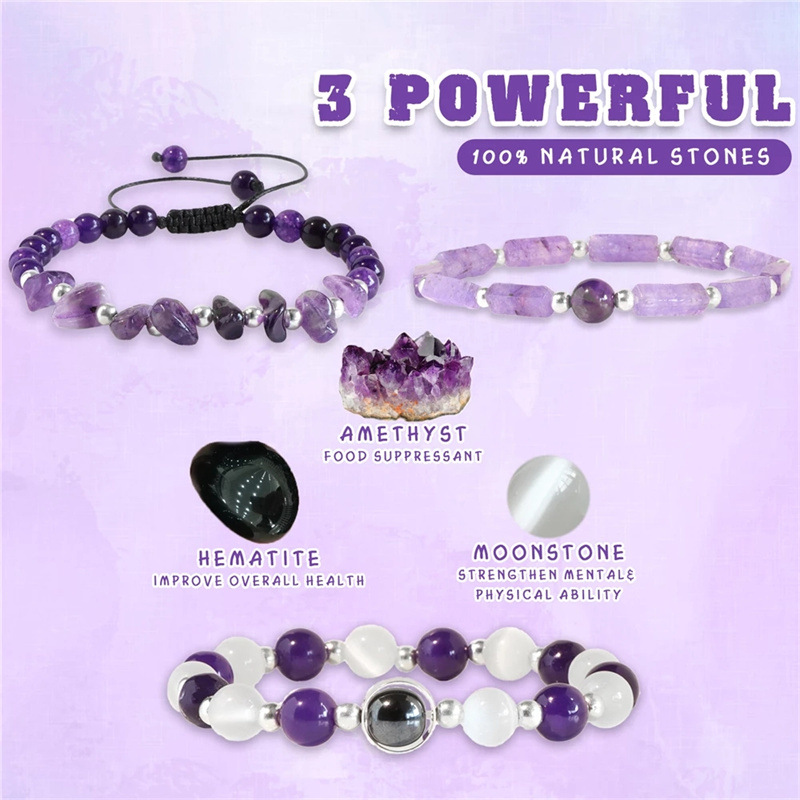 Body Jewelry Changing Kit - 3 Buah/Set Gelang Amethyst Pemurni Tubuh