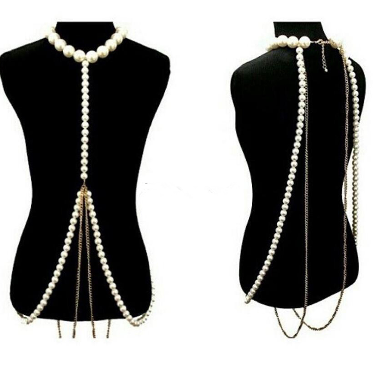 Body Jewelry High End - Rantai Tubuh Mutiara Emas Mewah, Aksesori