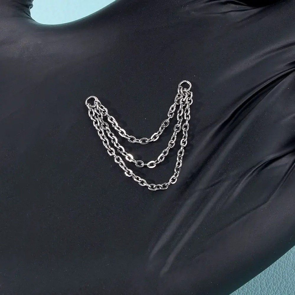 Body Jewelry And Piercing - Rantai Hidung Titanium Fashion Rantai Ganda