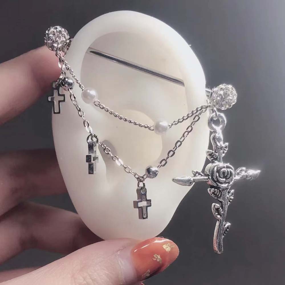 Body Jewelry Industrial - 1 Buah Tindik Telinga Barbel Perancah