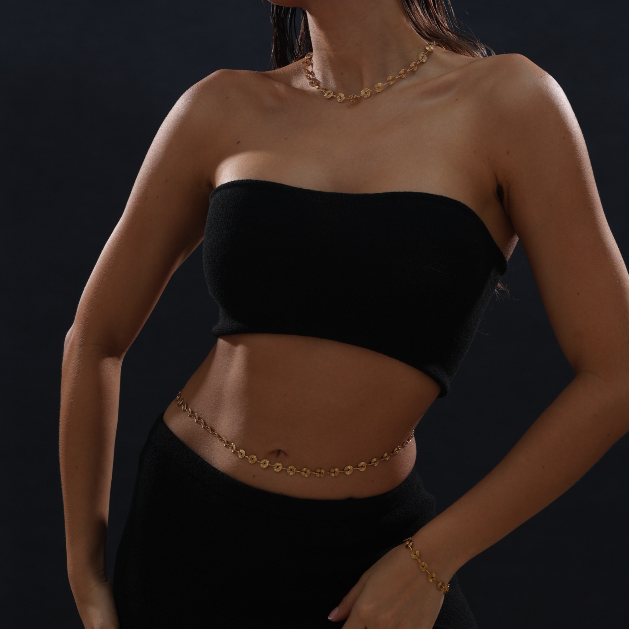 Body Jewelry Waterproof - Rantai Pinggang Spiral Lapis Baja Tahan