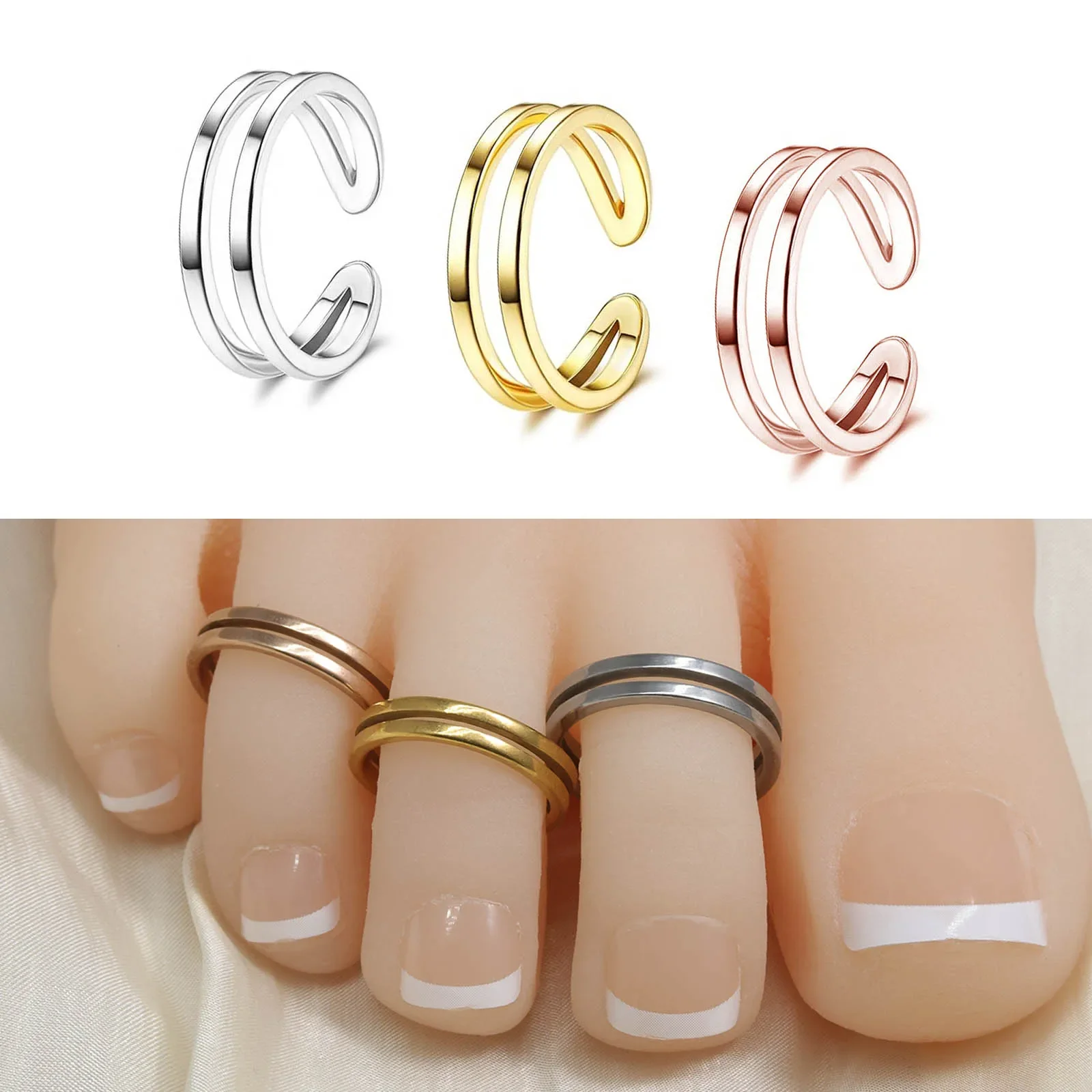Body Jewelry Waterproof - Cincin Lotus berongga wanita, 1 buah/3