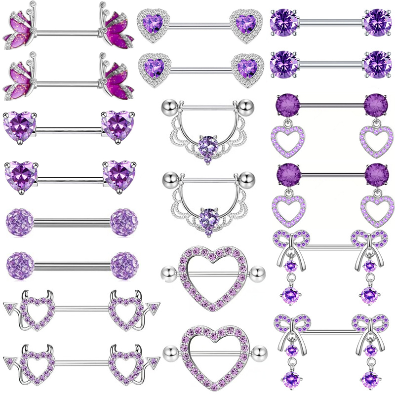 Body Jewelry Changing Kit - Set Perhiasan Tindik Puting Kupu-kupu Ungu
