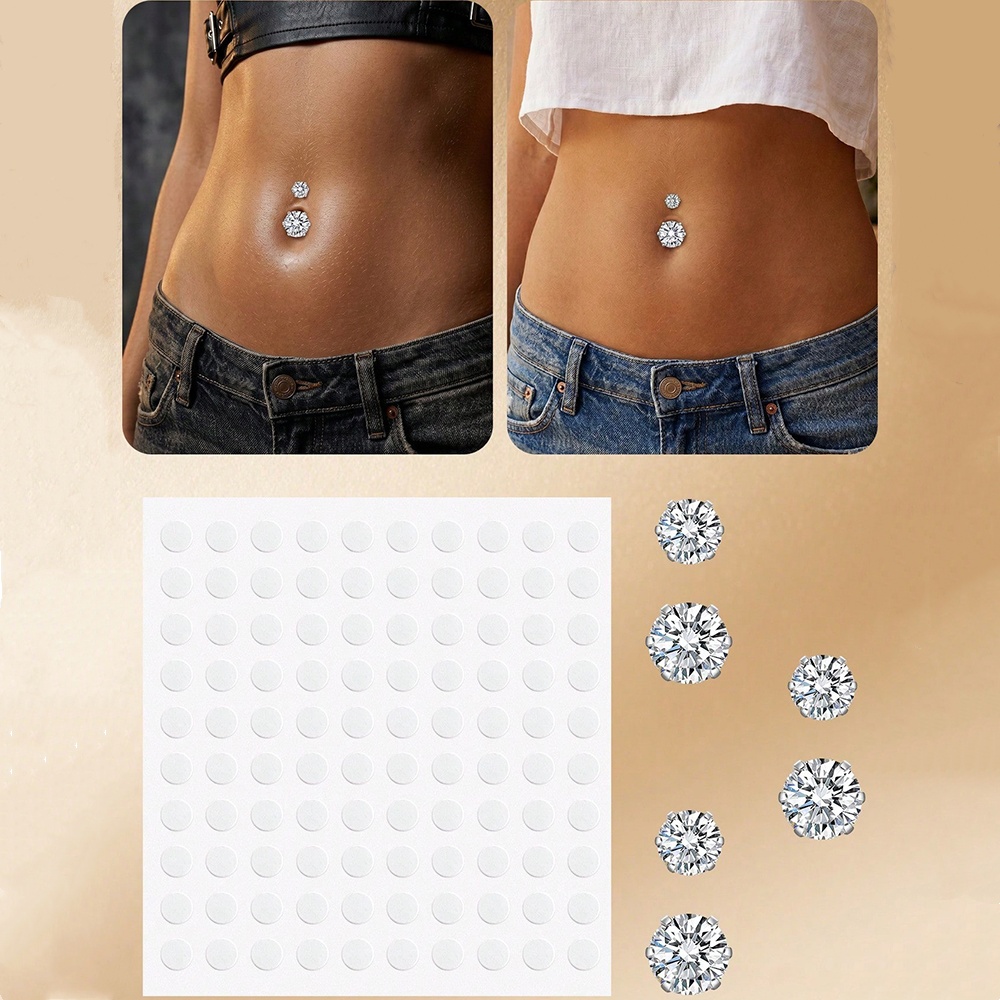 Body Jewelry And Piercing - Cincin Pusar Palsu Berhiaskan Zirkonia Kubik,