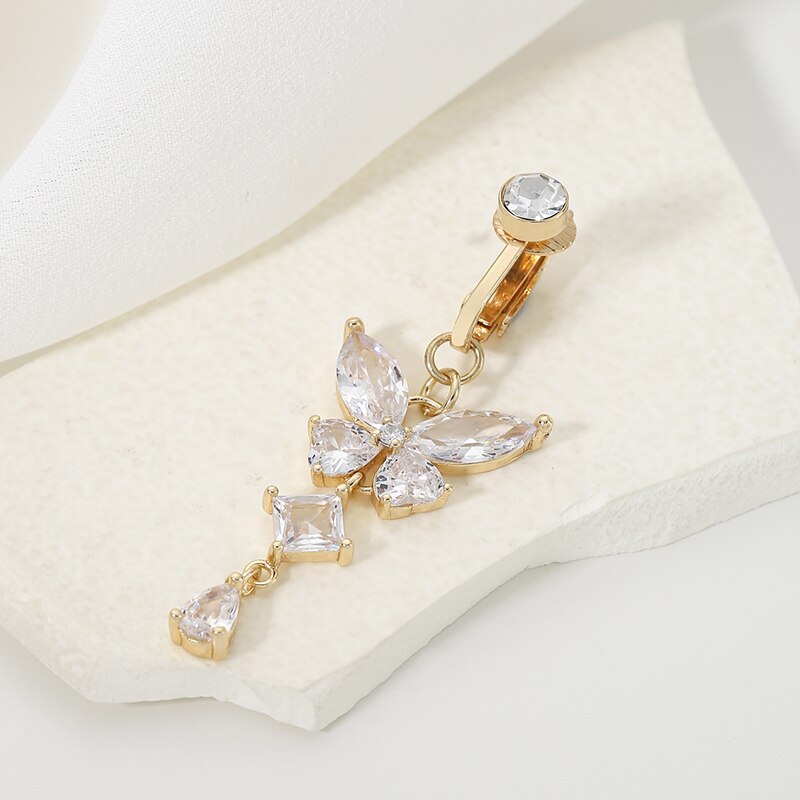 Body Jewelry And Piercing - Cincin kancing perut klip bentuk kupu-kupu