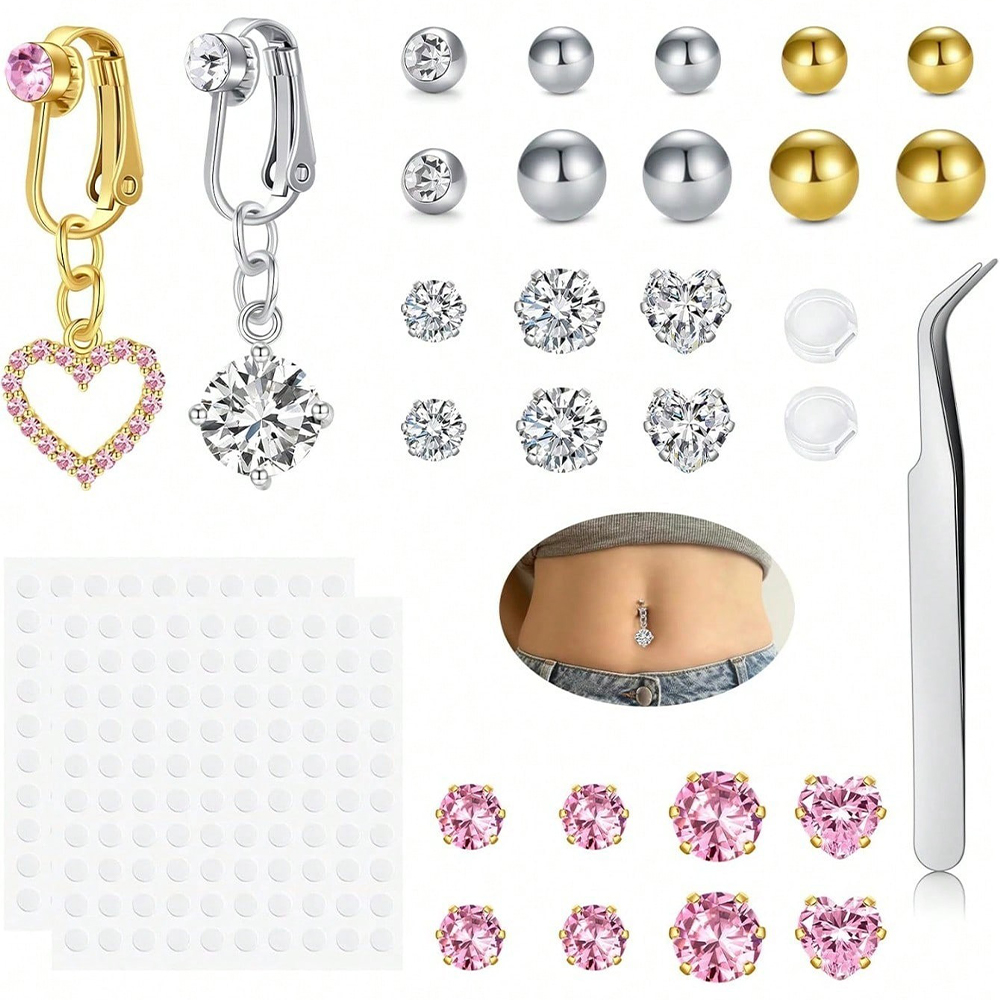 Body Jewelry And Piercing - Cincin Pusar Palsu Berbentuk Kupu-kupu Emas
