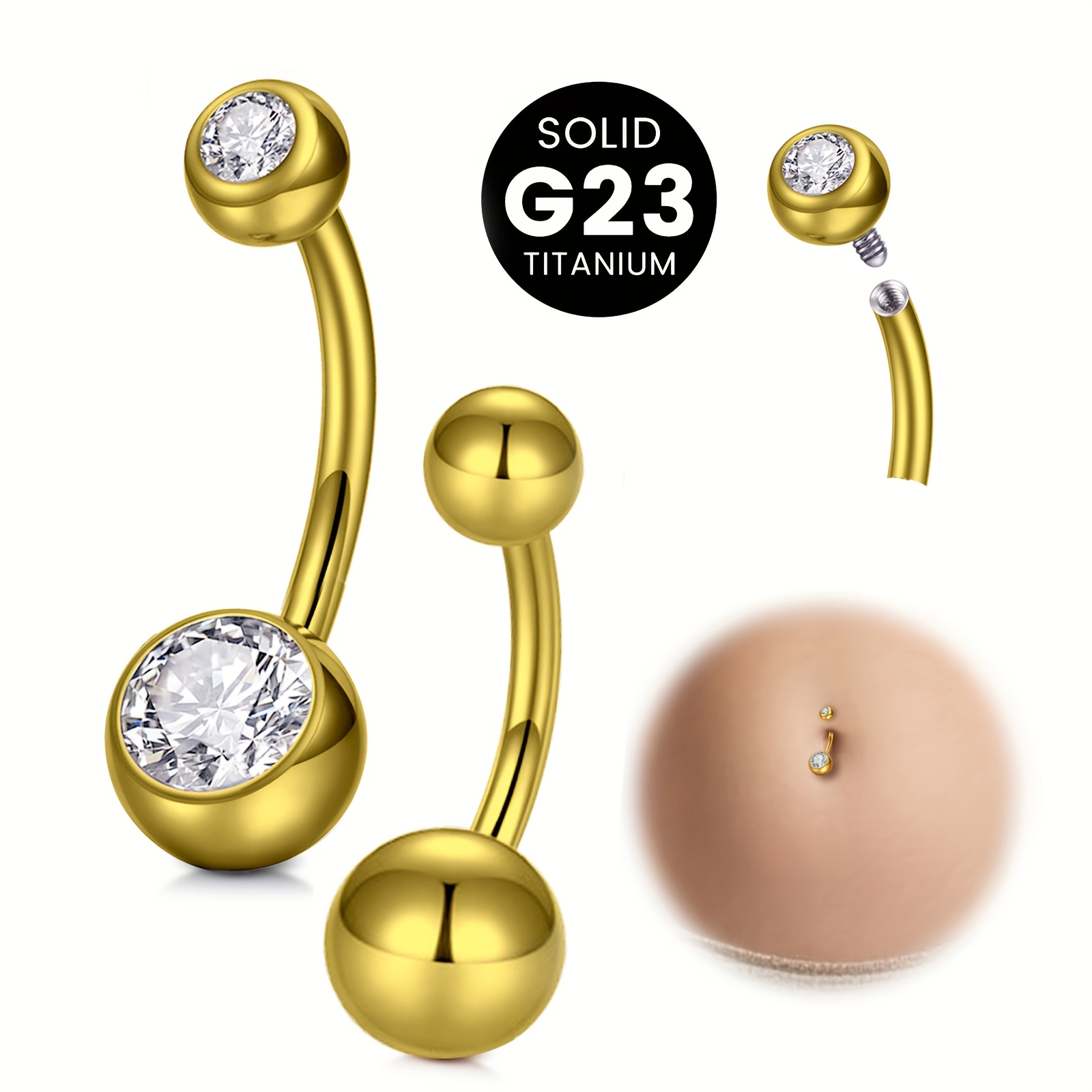 Body Jewelry High End - Cincin pusar wanita dari paduan titanium