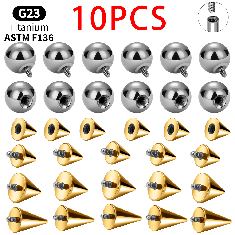 Body Jewelry Industrial - Pengganti Cone Bola Titanium 10pcs Lot