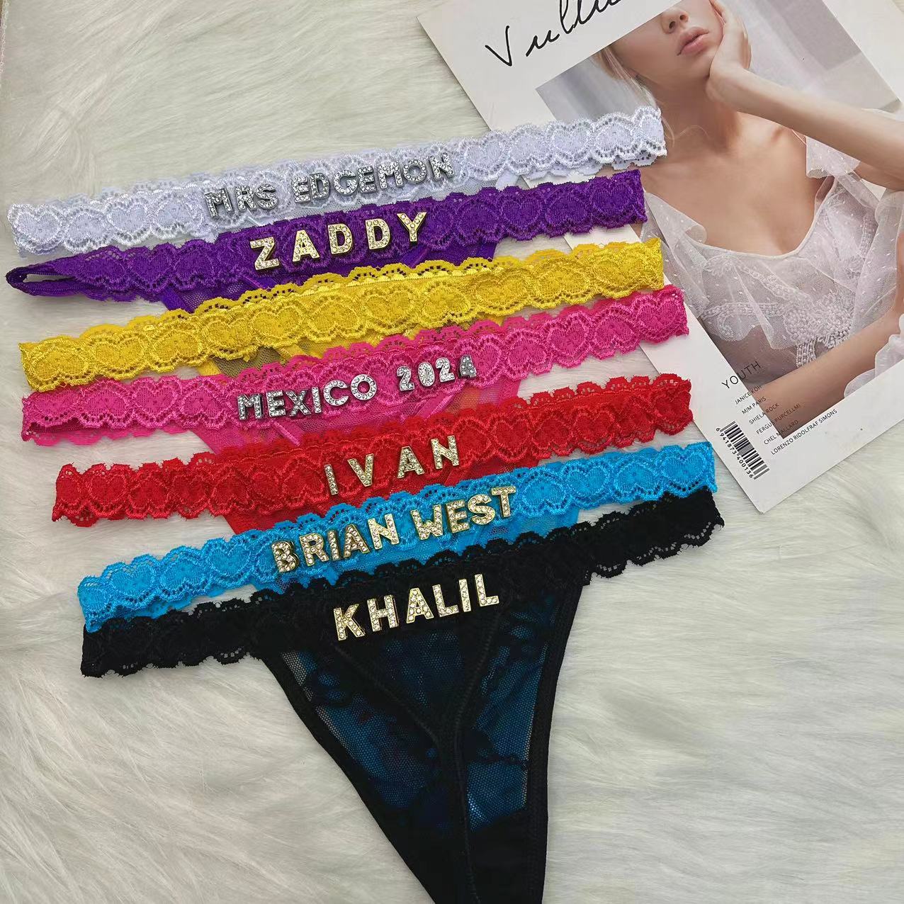 Body Jewelry Names - Celana dalam Thong kustom dengan nama