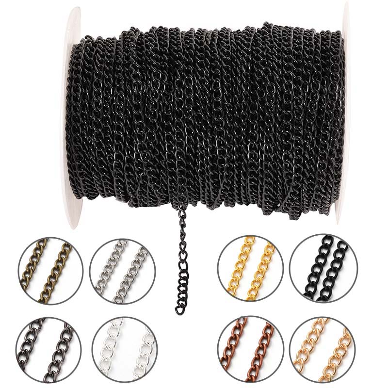 Body Chain Jewelry - 2Meter 2.5/3.5/4.5mm Rantai Logam Pipih Oval