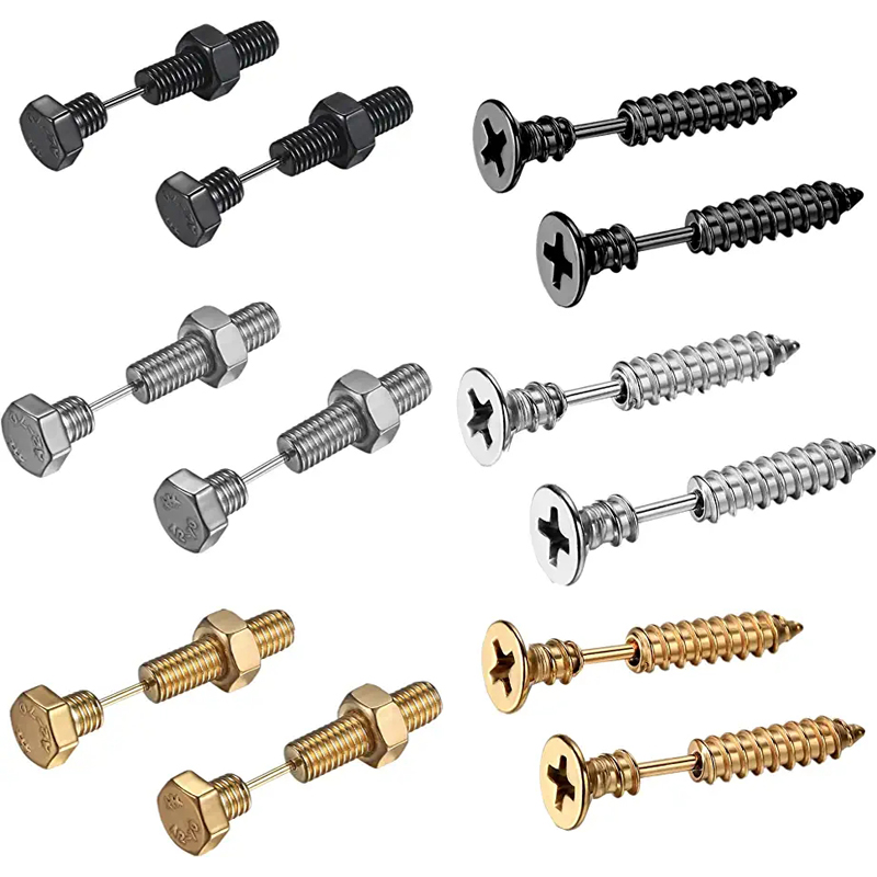 Body Jewelry Changing Kit - 2-3 Pasang Set Anting-Anting Kancing Baut