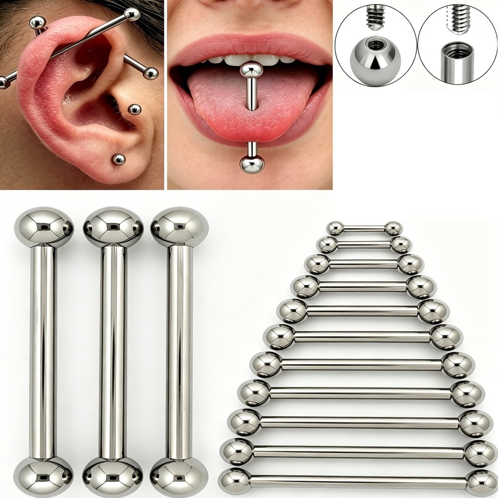 Body Jewelry Industrial - Perhiasan tindik titanium lurus 14G 16G