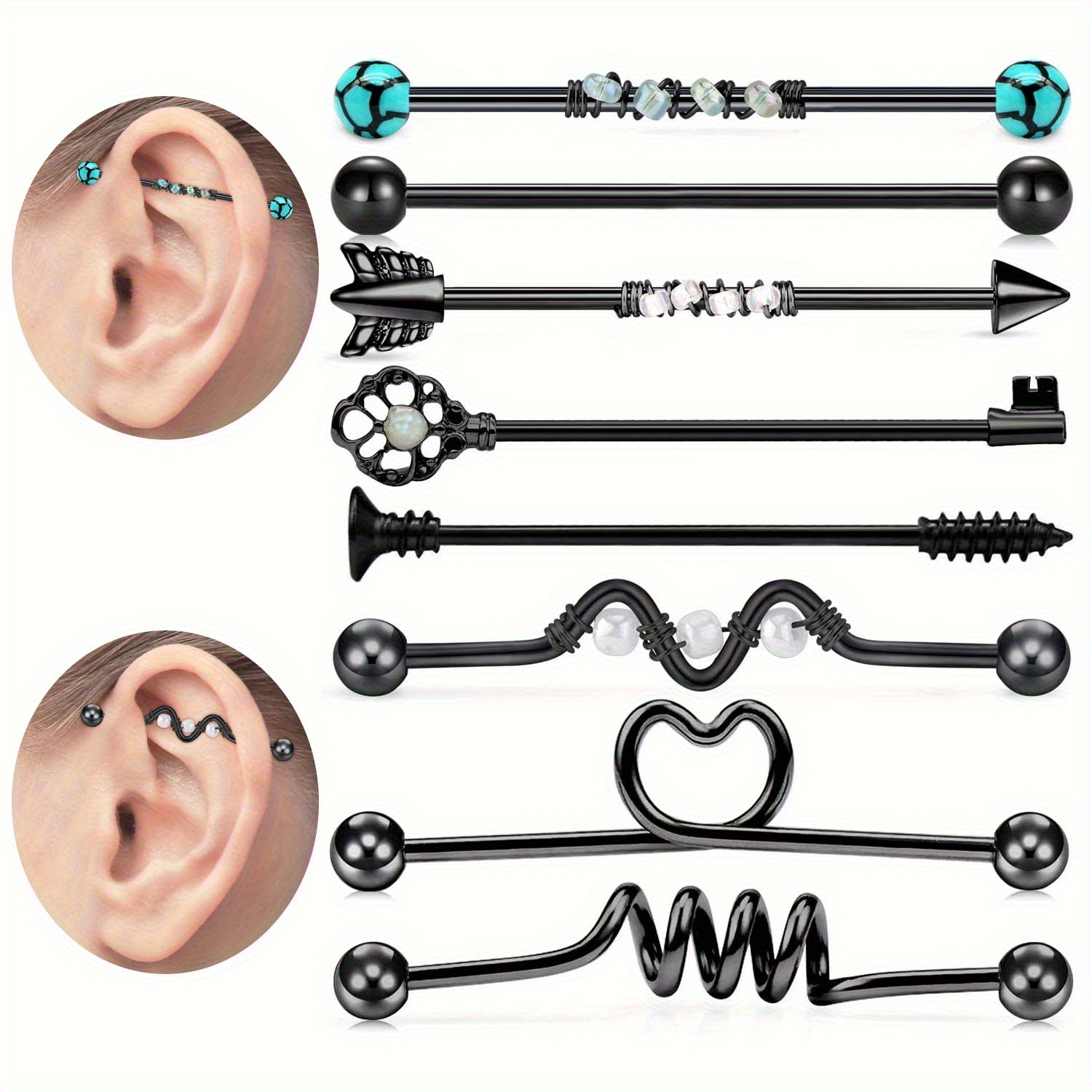 8pcs14G Anting Barbel Industri - Body Jewelry Industrial ulasan dan harga