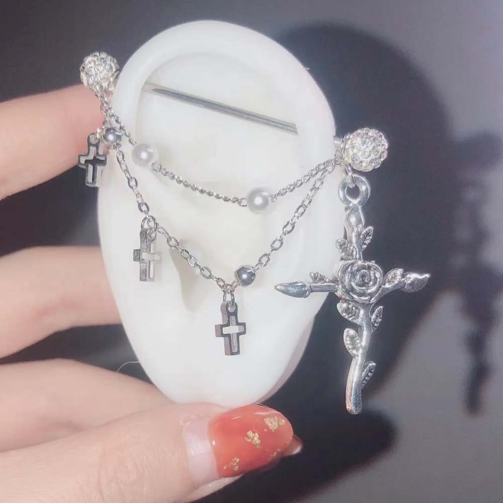 1 Buah Tindik Telinga Barbel P - Body Jewelry Industrial ulasan dan harga