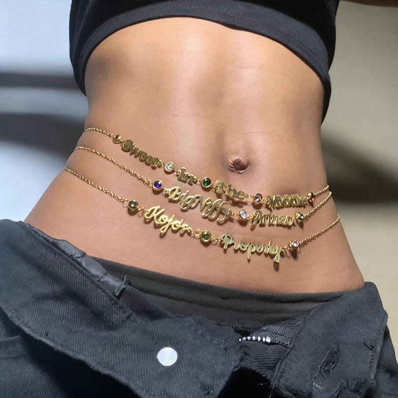 Kalung Perut Custom Nama DUOYI - Body Jewelry Names ulasan dan harga