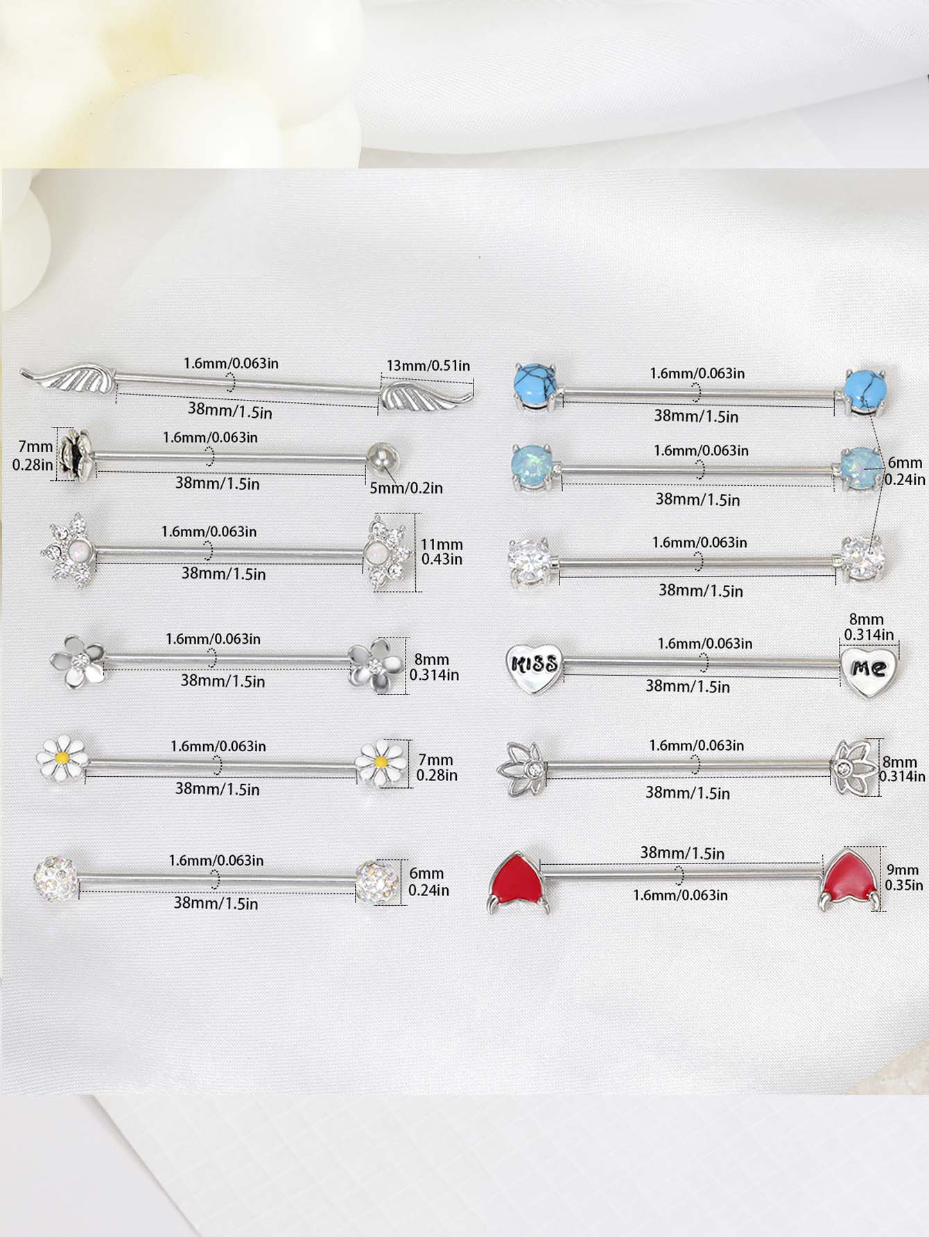 16G panah hati industri barbel - Body Jewelry Industrial ulasan dan harga