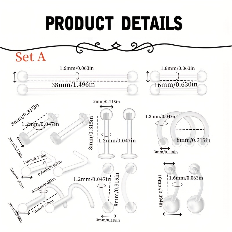 36 buah perlengkapan tindik pl - Body Jewelry Industrial ulasan dan harga