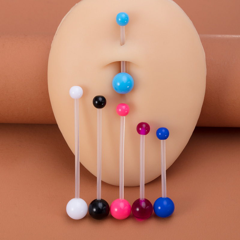 6 Buah Cincin Pusar Akrilik Ti - Body Jewelry Industrial ulasan dan harga